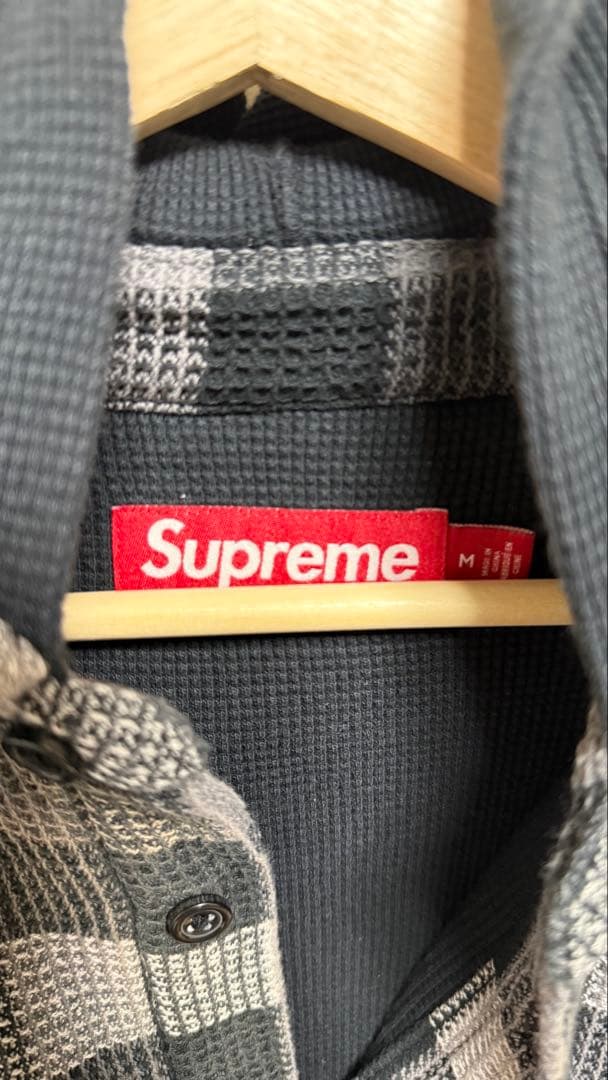 トップス Supreme Waffle Plaid Hooded Shirt