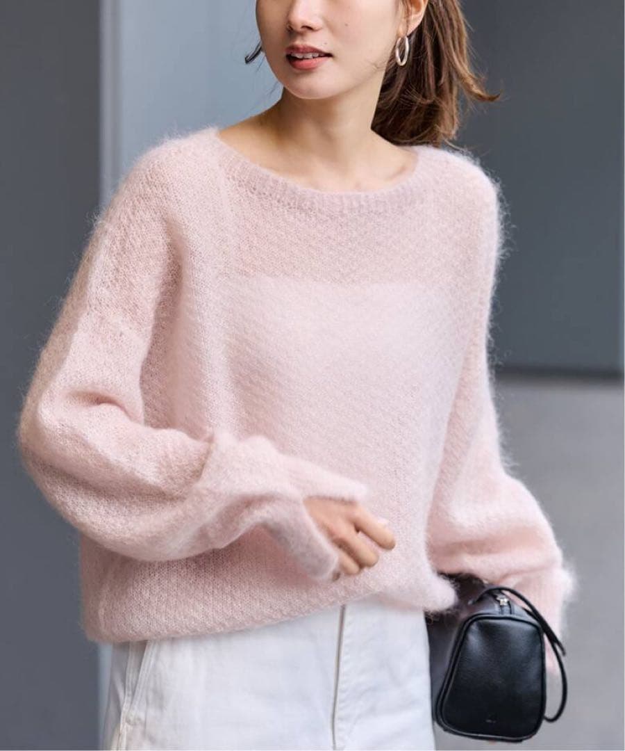 FRAMeWORK フレームワーク モヘヤmixカノコ柄プルオーバー ピンク