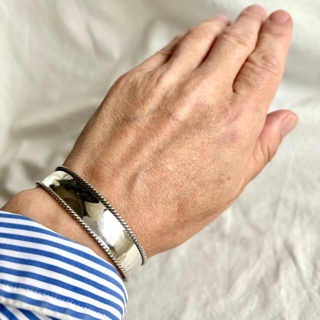 メキシカンジュエリー　ヴィンテージ　バングル　ボーンカフ　シルバー925刻印あり