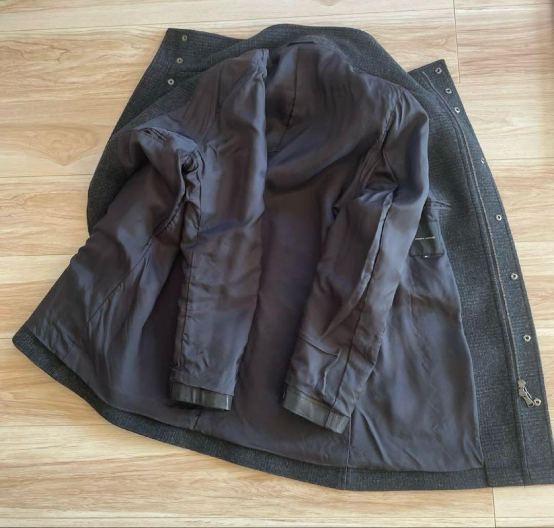 ⭐️JOSEPH HOMME46ジョセフオム ウール・レザー スタンドカラーコート
