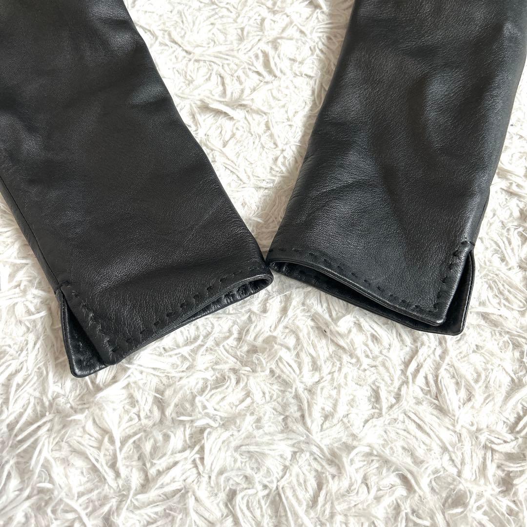 美品⁂ラムレザージャケット　ダブル　フォックスファー取り外し可能　ブラック　S