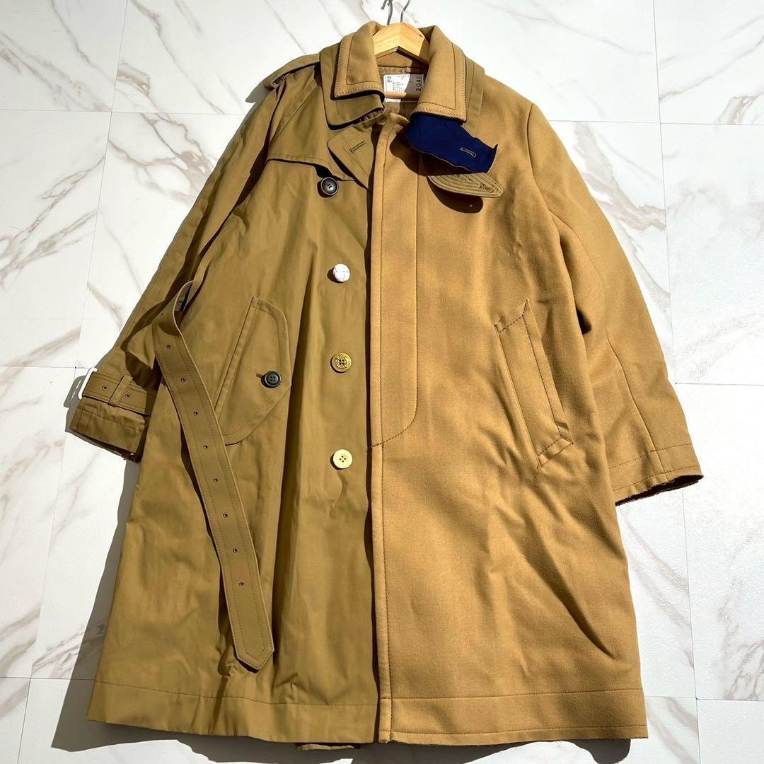 極美品 タグ付き✨sacai ドッキング異素材トレンチコー アシンメトリー 希少