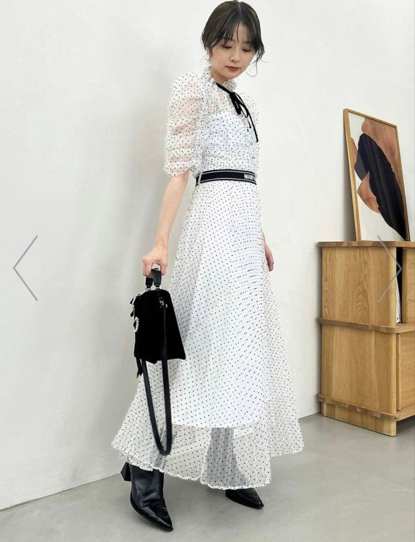【LILY BROWN×MARY QUANT】ベルト付きドットチュールドレス