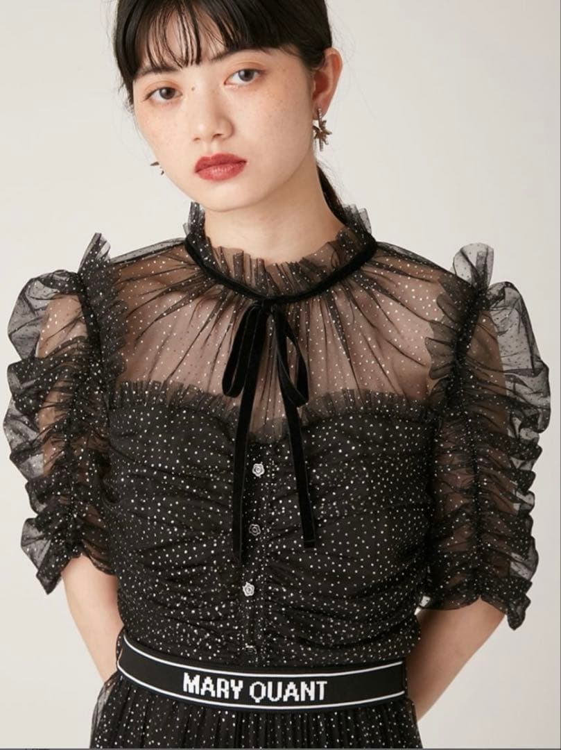 【LILY BROWN×MARY QUANT】ベルト付きドットチュールドレス