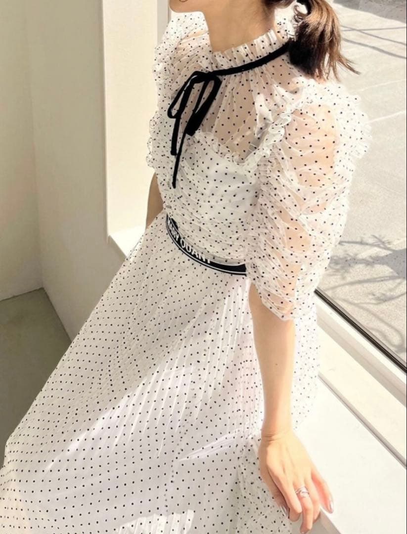 【LILY BROWN×MARY QUANT】ベルト付きドットチュールドレス