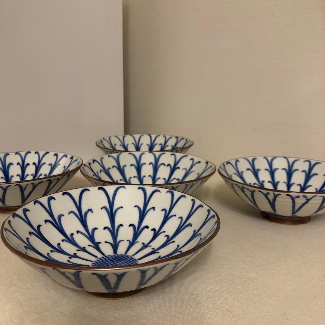 京焼　清水焼　平安岩華　岩華窯　皿　平鉢　五寸平鉢　菊割　5枚セット