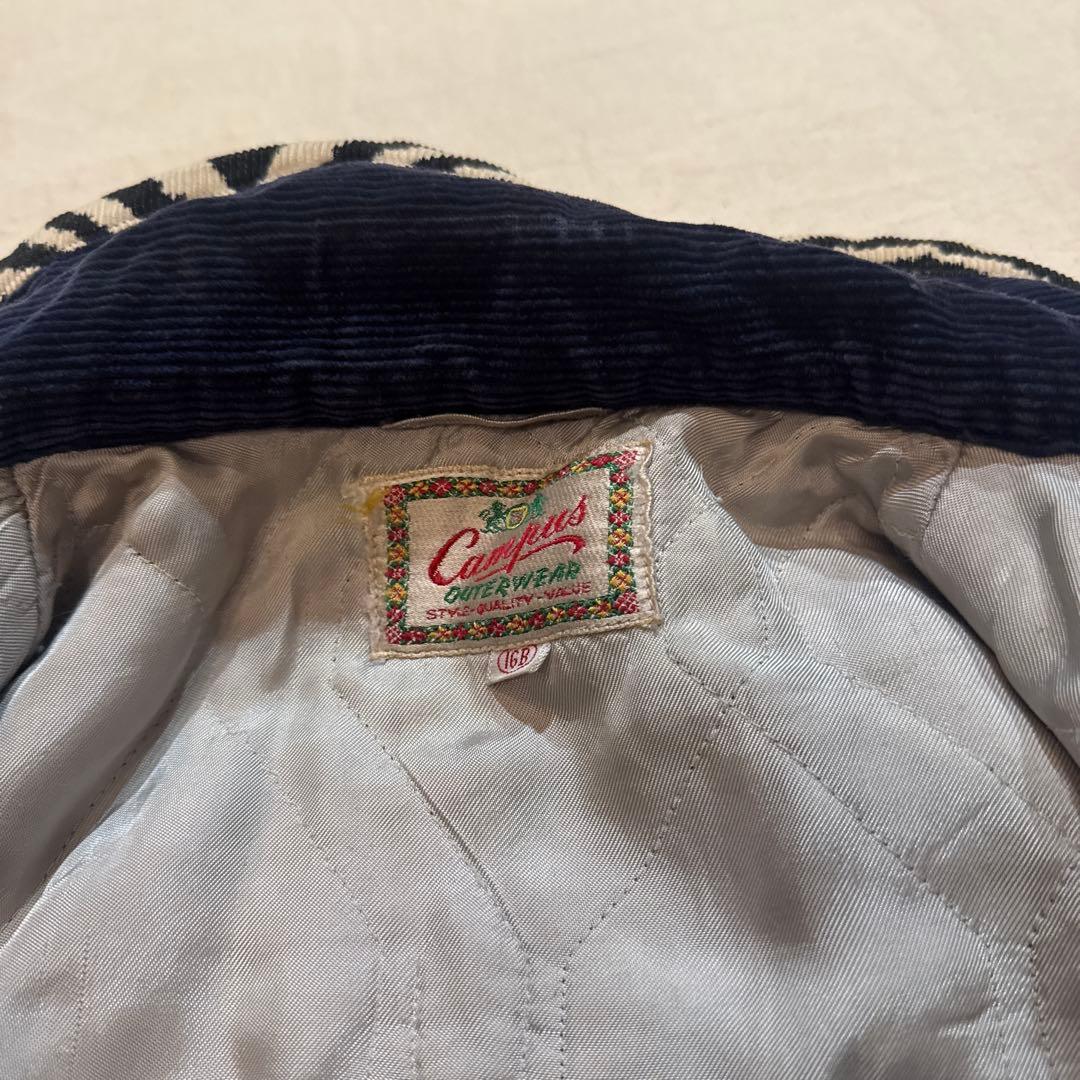 50s VINTAGE コーデュロイ アニマル ゼブラ ジャケット 短丈 ナス紺