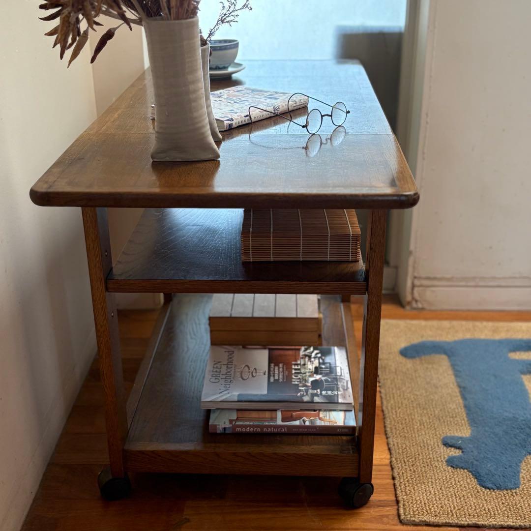 バタフライワゴン【USAビンテージ 】オーク材 サイドテーブル キャスター