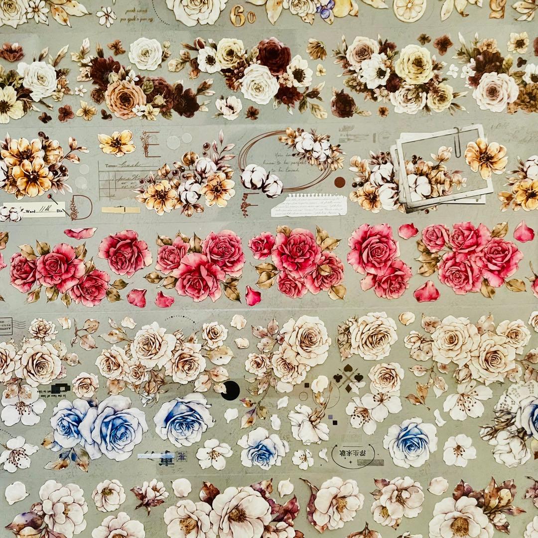 新品マスキングテープ　花マスキングテープお裾分け　切り売り7ループ