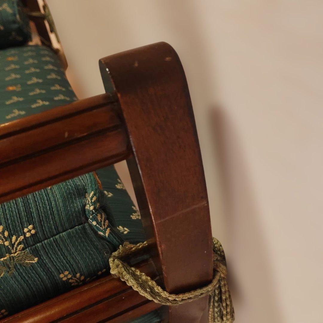 緑色 花柄 クッション付きオットマン