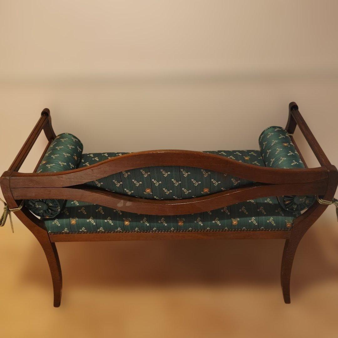 緑色 花柄 クッション付きオットマン