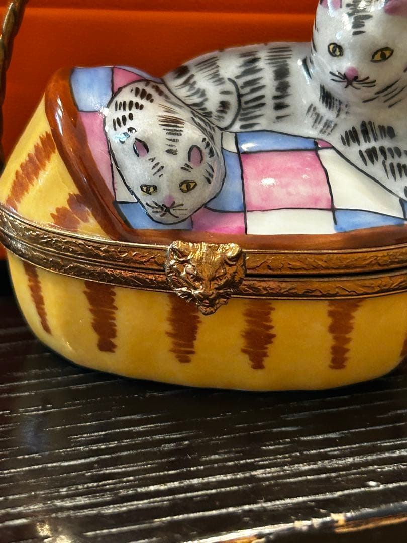 リモージュ・ボックスBOXバスケットキャット猫シリーズ③Limoges