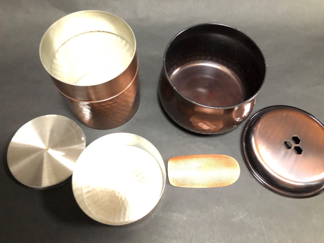 純銅茶器　 玉いぶし急須皿　星寛堂1点　夢お茶の間揃1点　2点セット