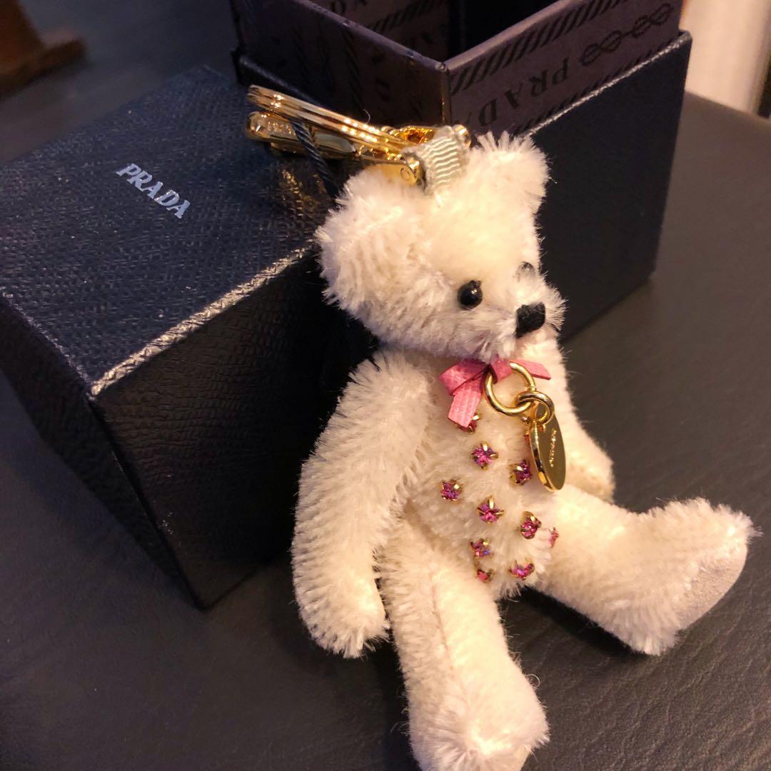 PRADAプラダ　ベアチャーム　バッグチャーム　キーホルダーリング　ビーズ　箱