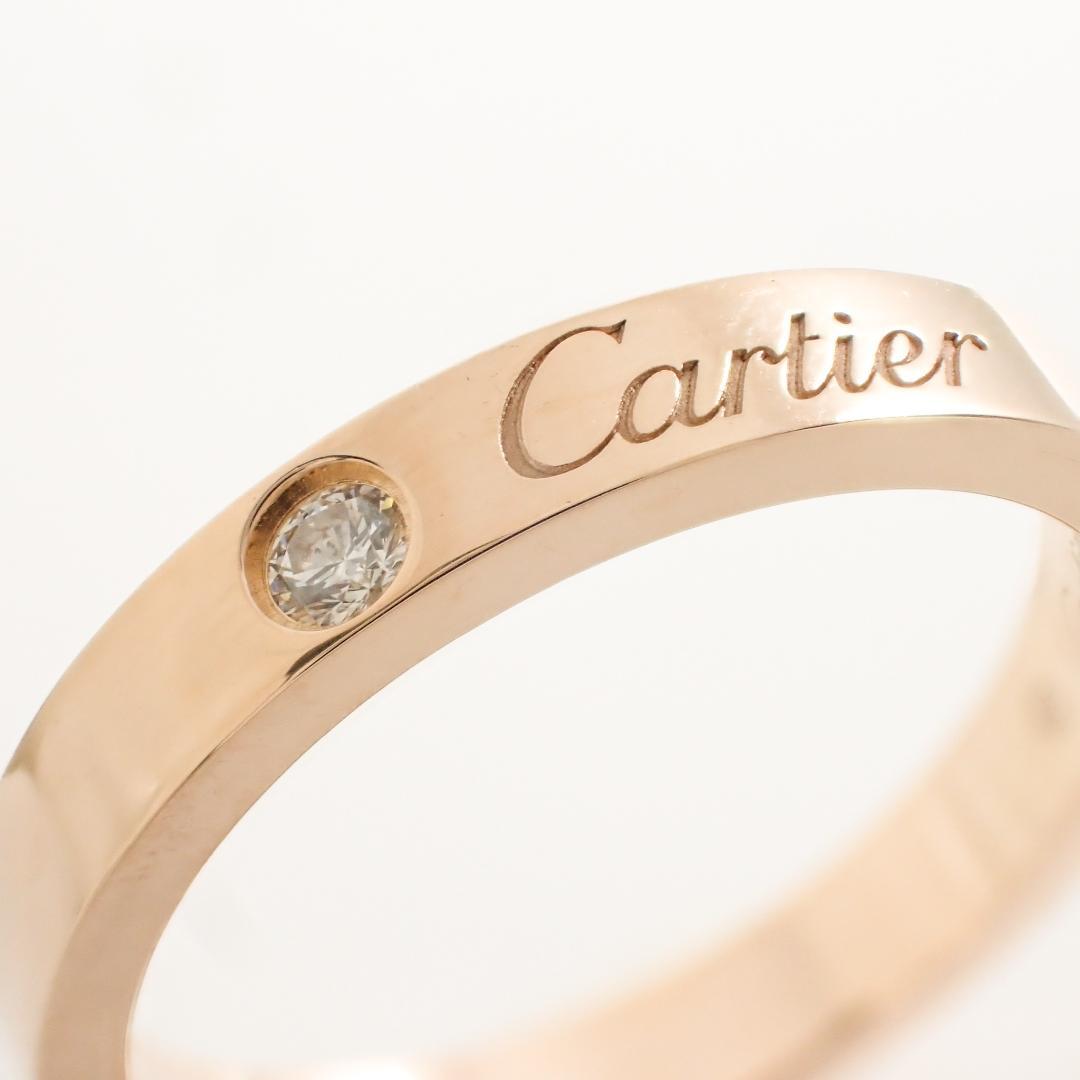カルティエ Cartier K18PG 1PD エングレーブド リング 51号