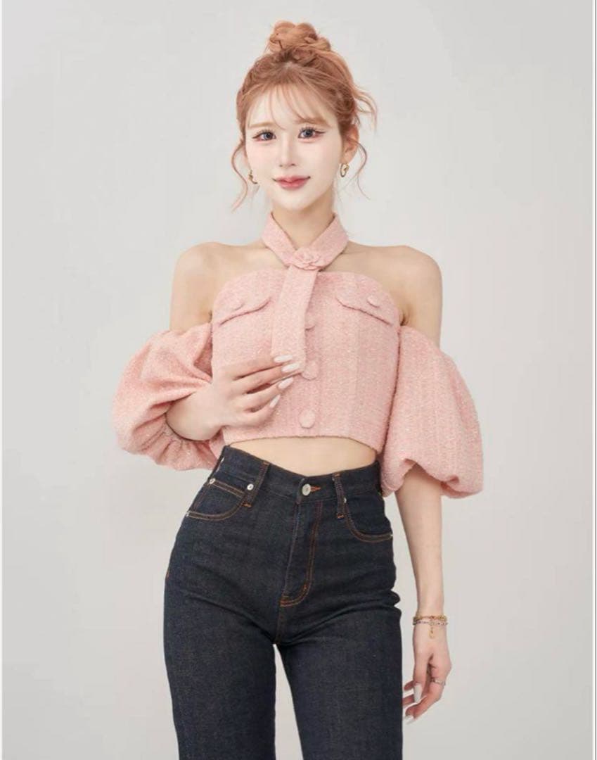 ♡*様 Darich ダーリッチ　ホルターネックオフショルツイードトップス　PN