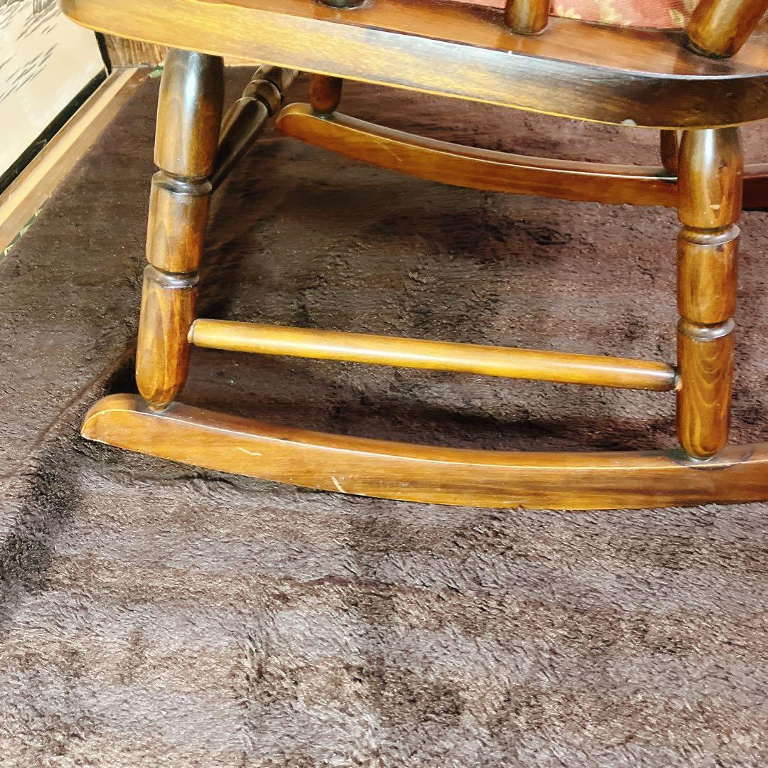 ビンテージ 木製ロッキングチェア 花柄座面 アームチェア