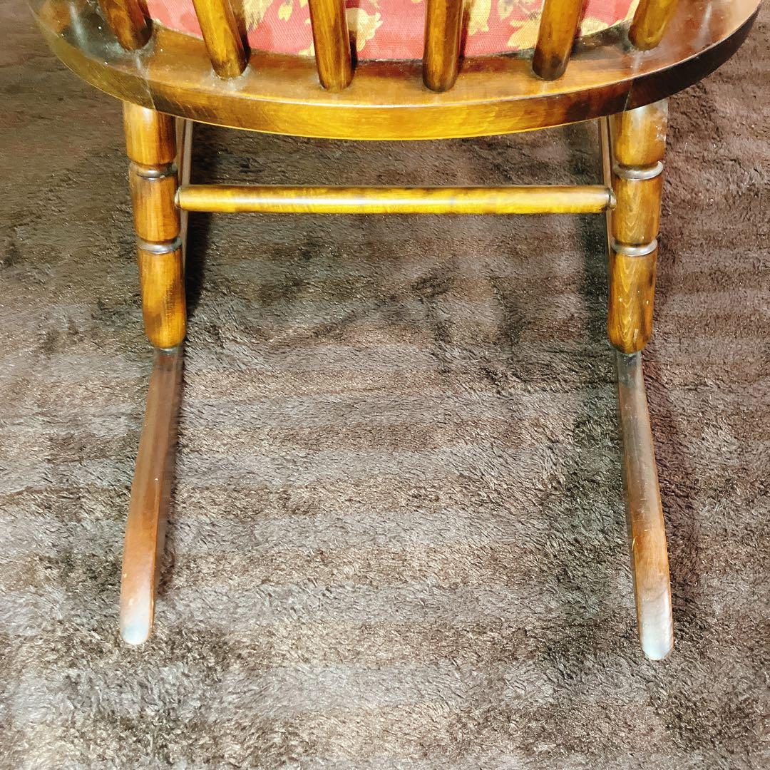 ビンテージ 木製ロッキングチェア 花柄座面 アームチェア