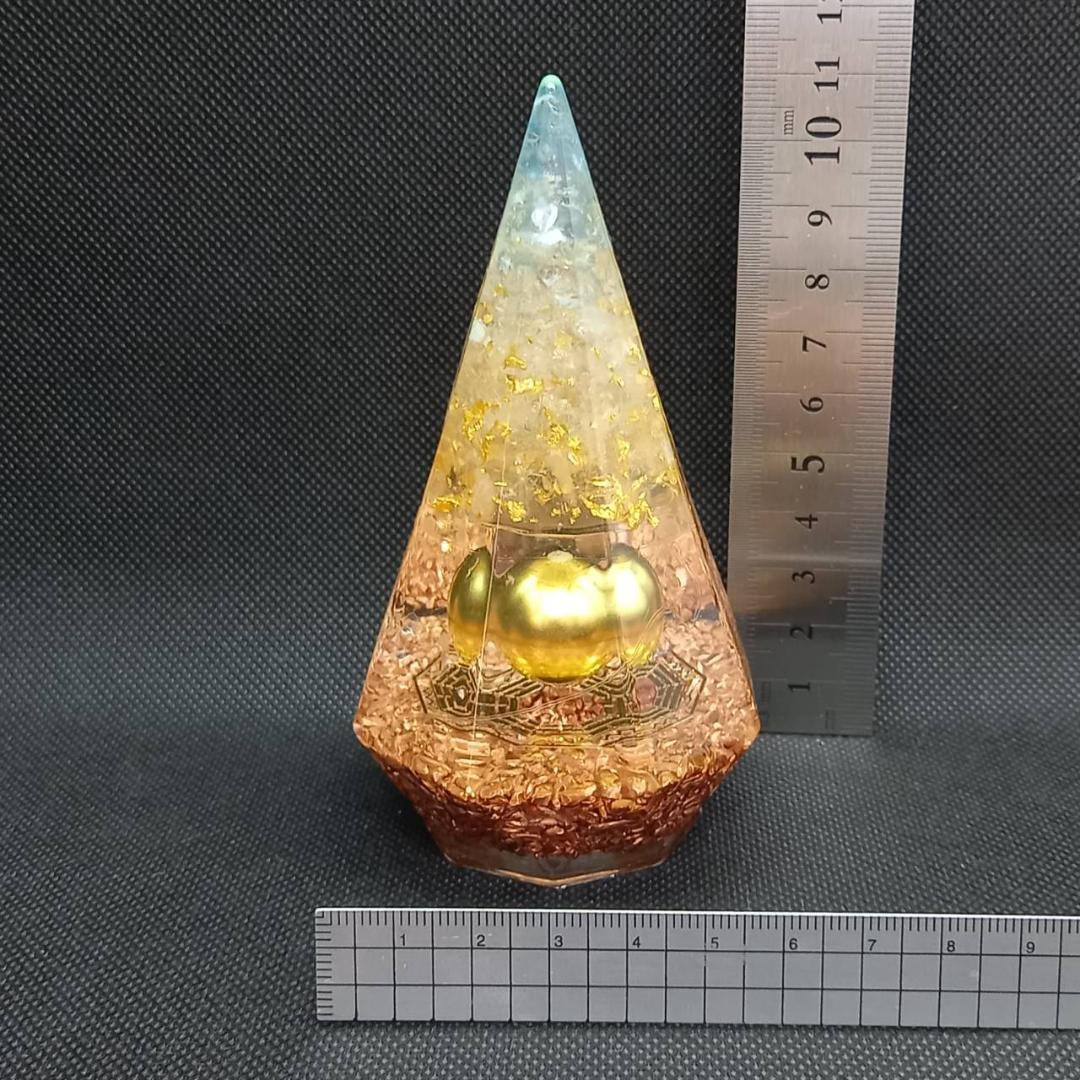 最強金運アップ オルゴナイト『金運神降臨』 金運風水八角錐オルゴナイト No25