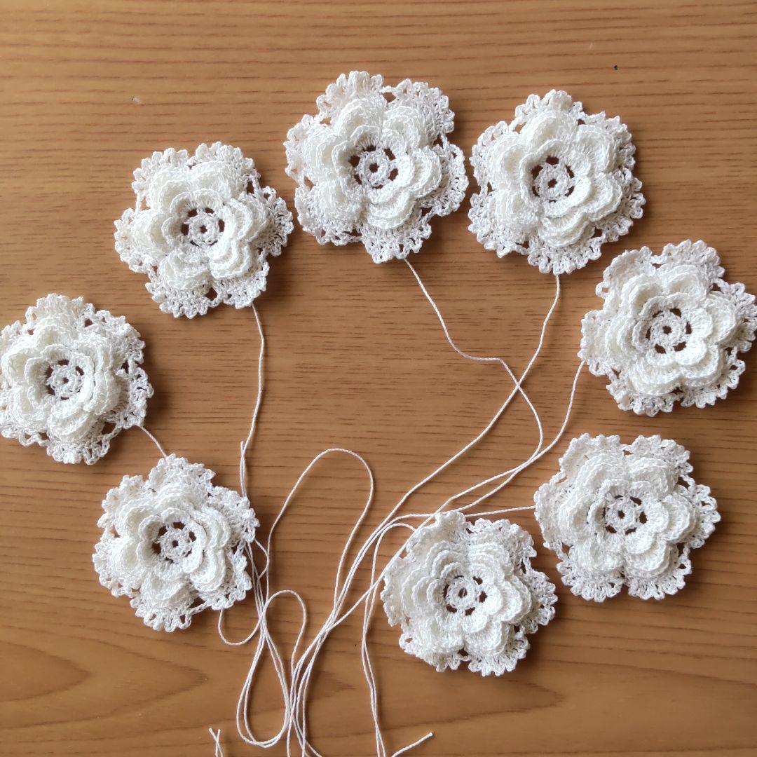 樹里レース編みドイリーホワイトハンドメイド