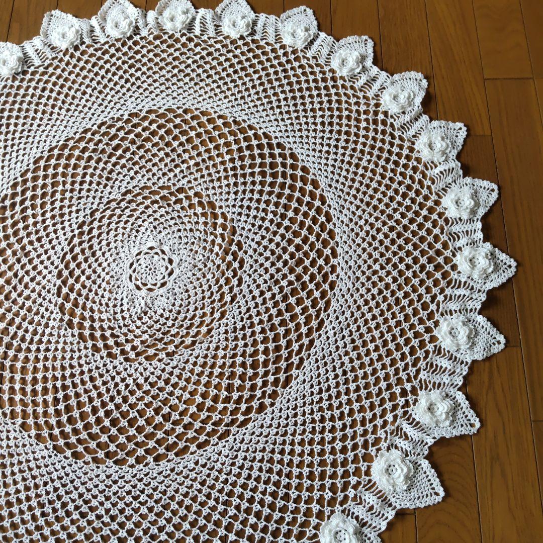 樹里レース編みドイリーホワイトハンドメイド