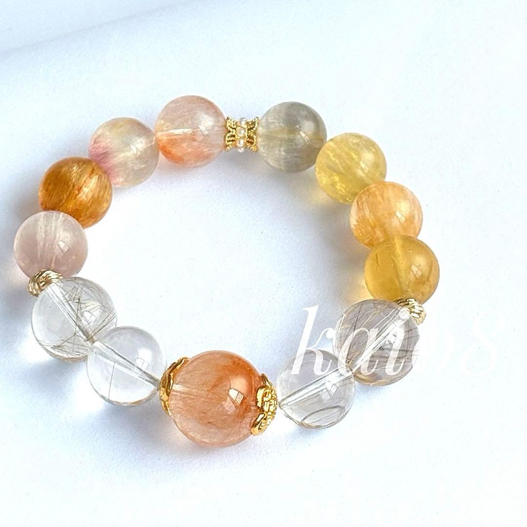 レア✨オレンジサゲニティッククォーツトップ　ブレスレット