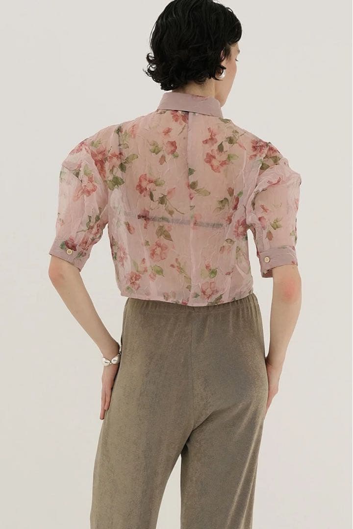トップス CLANE SHEER FLOWER SHORT SLEEVE SHIRTS