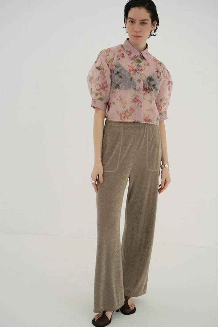 トップス CLANE SHEER FLOWER SHORT SLEEVE SHIRTS
