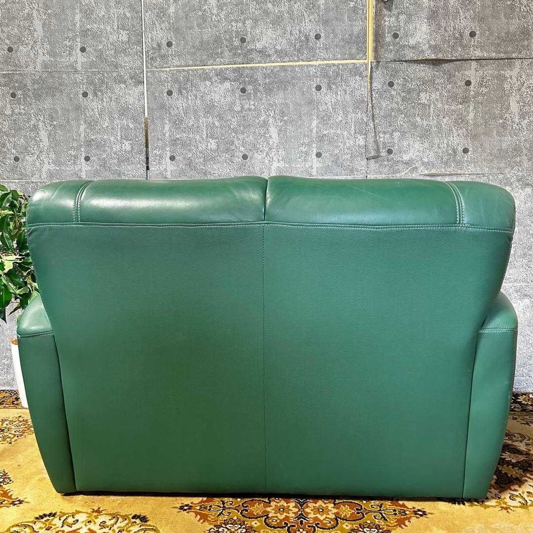 ▼꧁革素材꧂2人掛けアームソファ グリーン レザー 合成皮革 リビング
