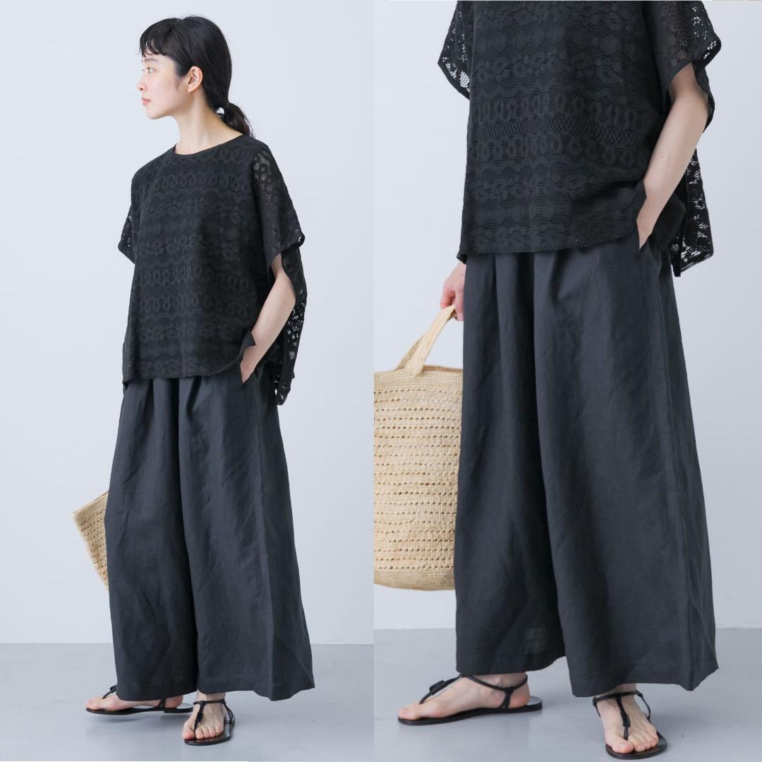 2025 春夏新作 かぐれ kagure リネンレーヨンワイドギャザーパンツ＊B