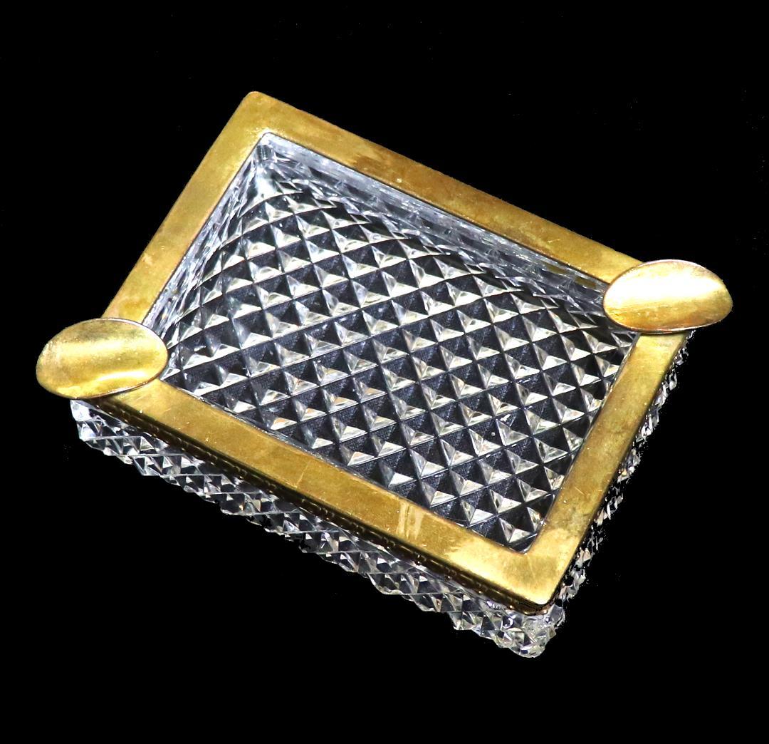 オールド・バカラ 珍品 1890年頃 大型 ブロンズ装飾灰皿 ディアマン ビゾー