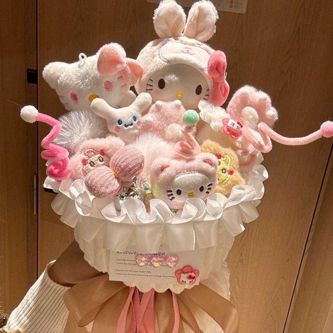 ぬいぐるみアレンジメント ピンク系 20cm×36cm