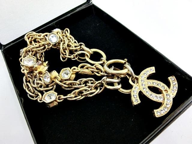 希少 CHANEL シャネル ラインストーン ブレスレット 3連
