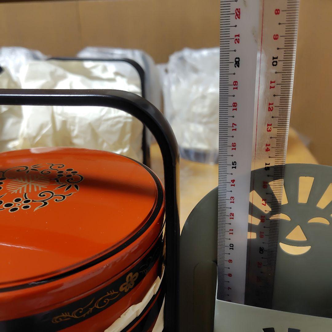未使用　手提円形三段重　１０個セット
