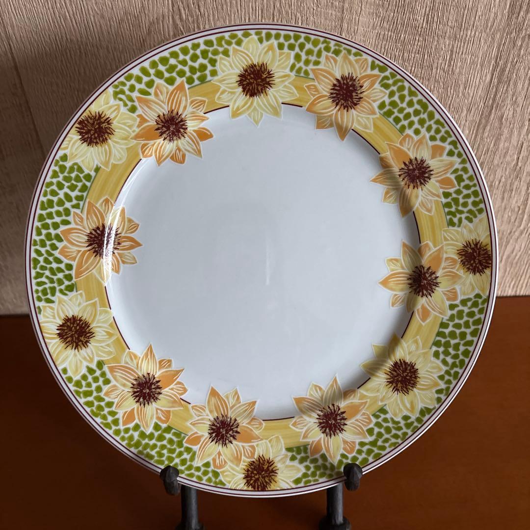ひまわり柄 陶磁器皿大中セット
