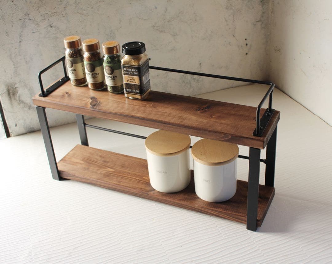 R..！アイアン2段スパイスラック・調味料棚・49 cm