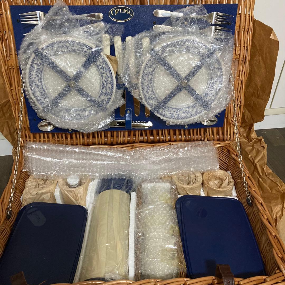 未開封 英国製 ピクニックバスケット OPTIMA ヴィンテージ 4人用