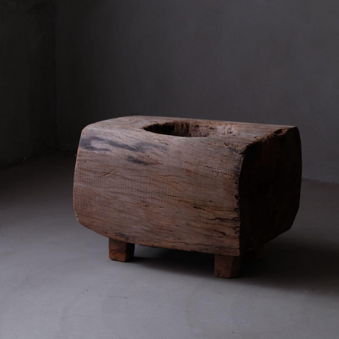 古い木鉢　木皿 臼 こね鉢 プランター オブジェ プリミティブ アンティーク