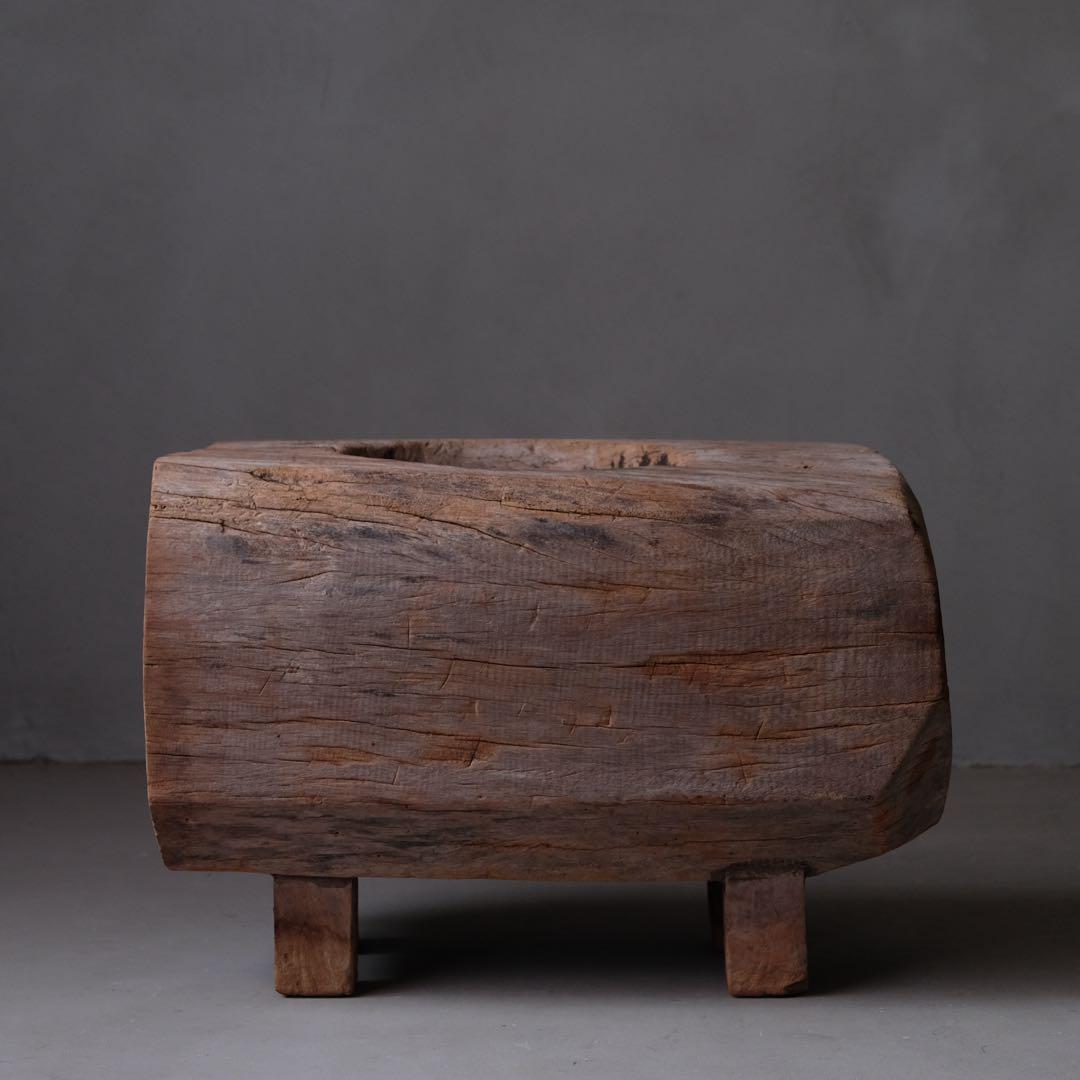 古い木鉢　木皿 臼 こね鉢 プランター オブジェ プリミティブ アンティーク