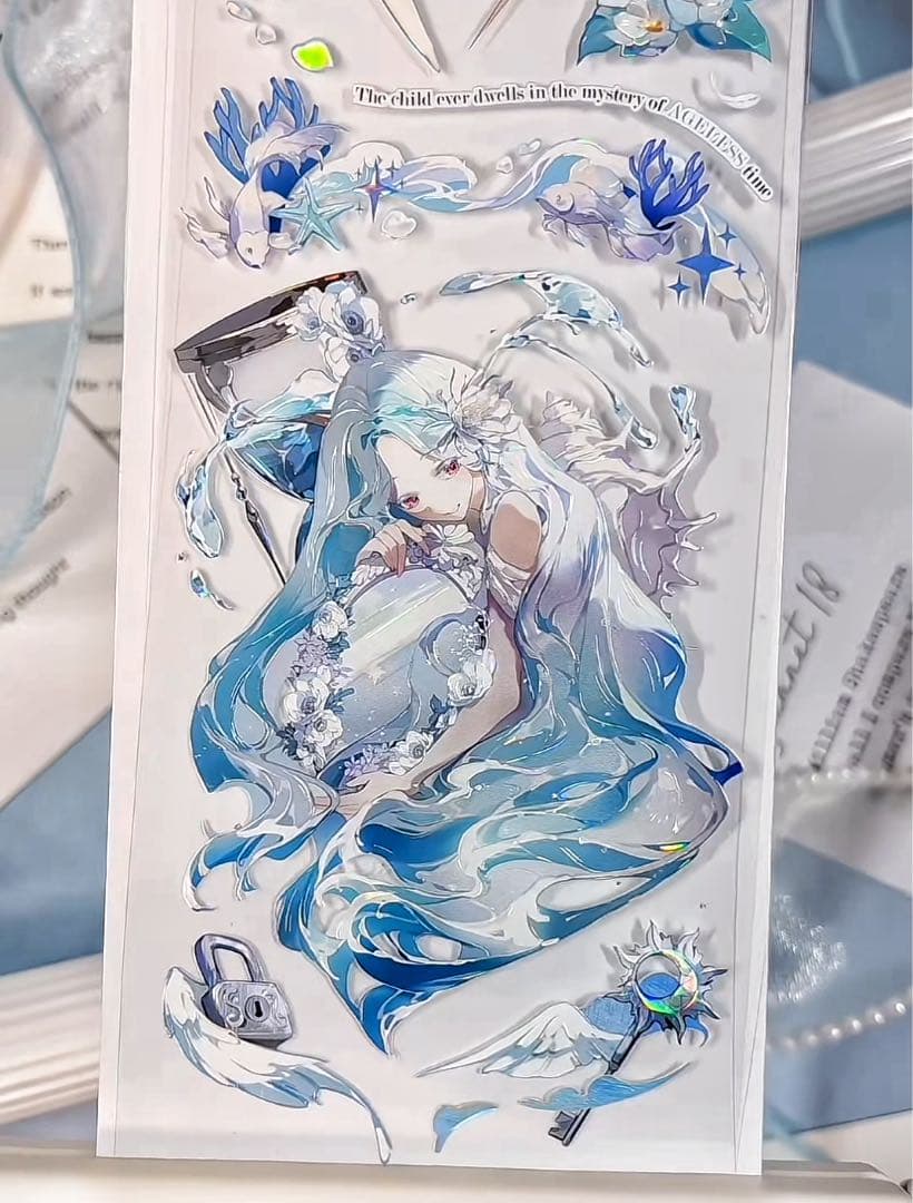 【9468】海外　マステ3/5/巻　貝殻光マスキングテープ　天使　女の子　人物系