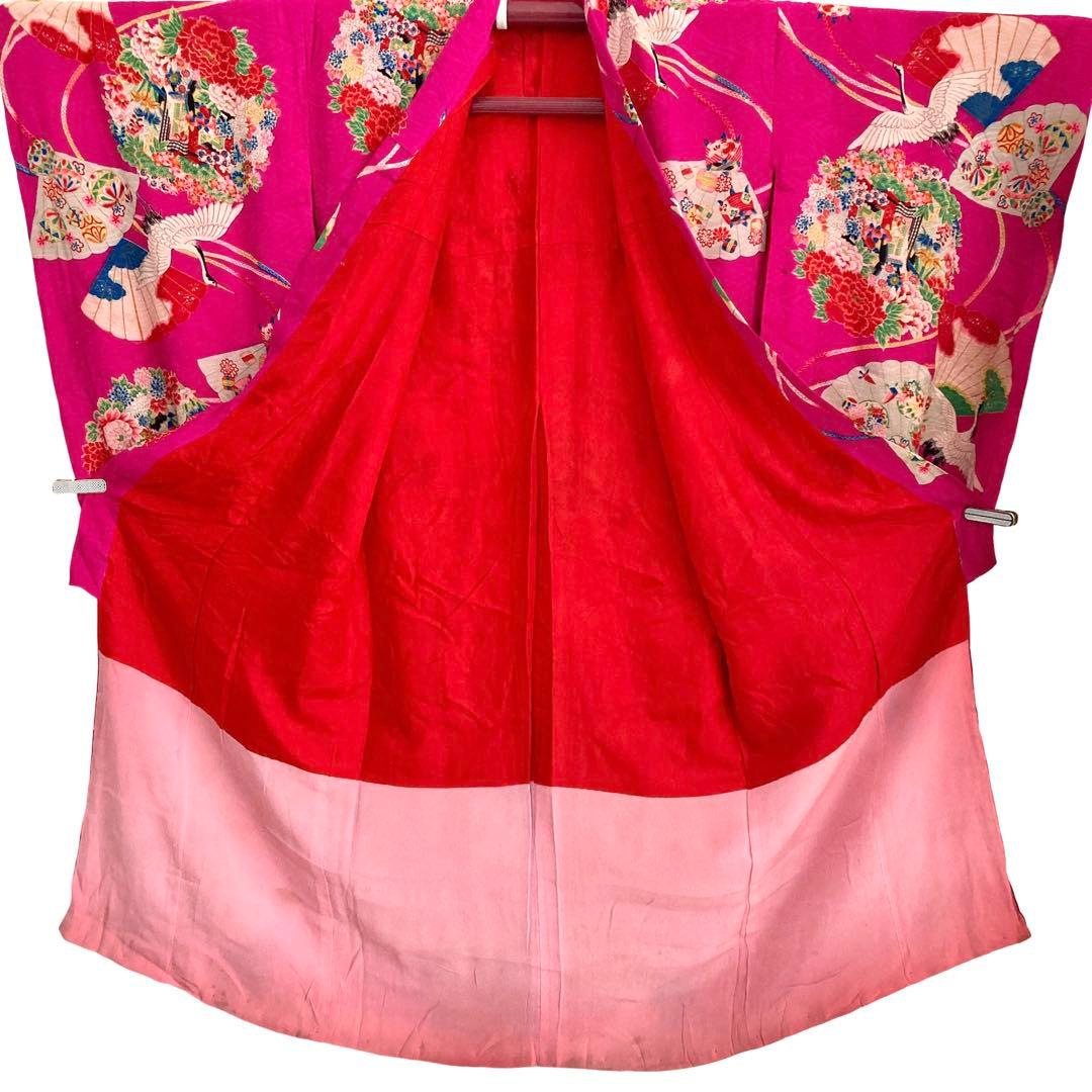 アンティーク女の子 鶴 子供着物 七五三 アンティーク着物 NO8