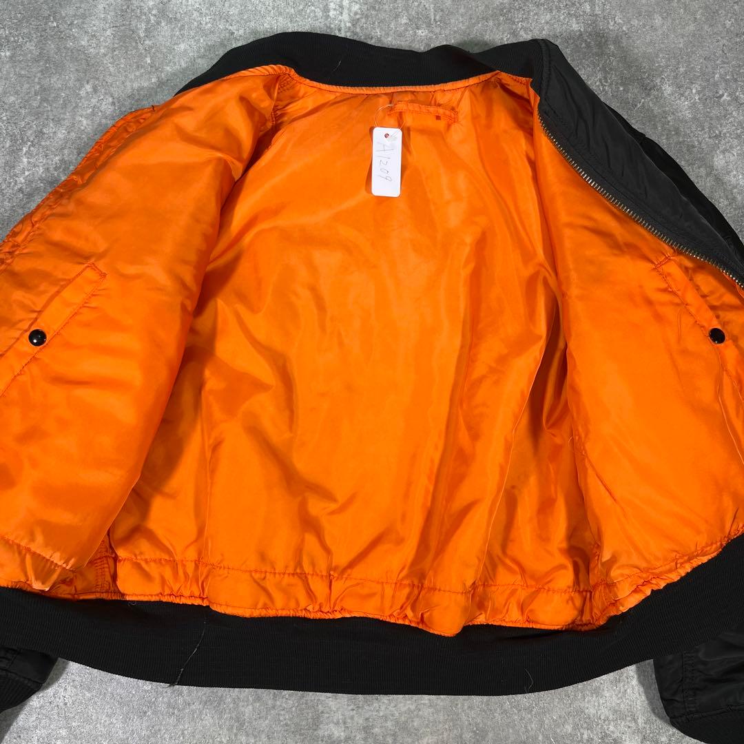 90s USA製　アルファ　MA-1 フライトジャケット　XL レザーワッペン