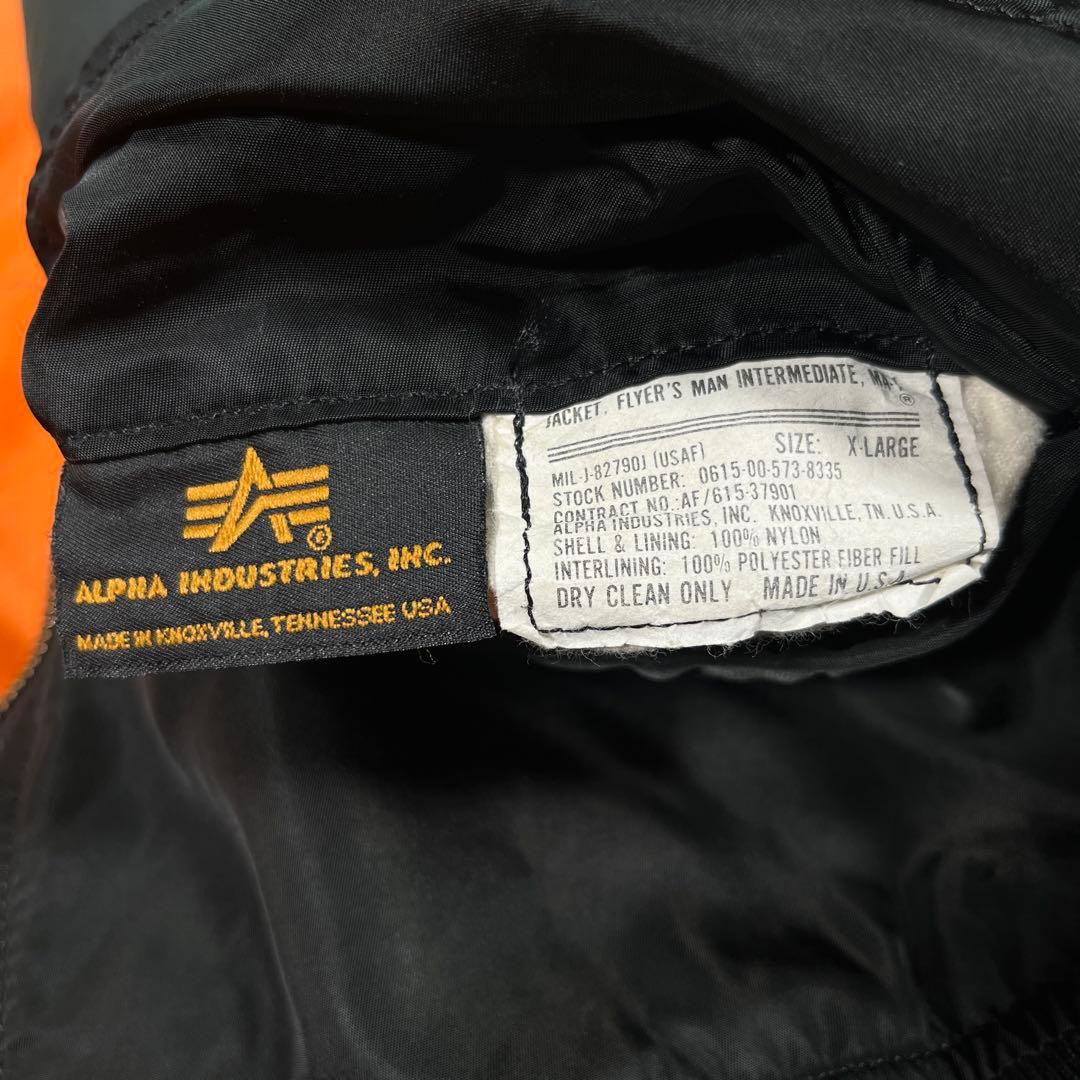 90s USA製　アルファ　MA-1 フライトジャケット　XL レザーワッペン