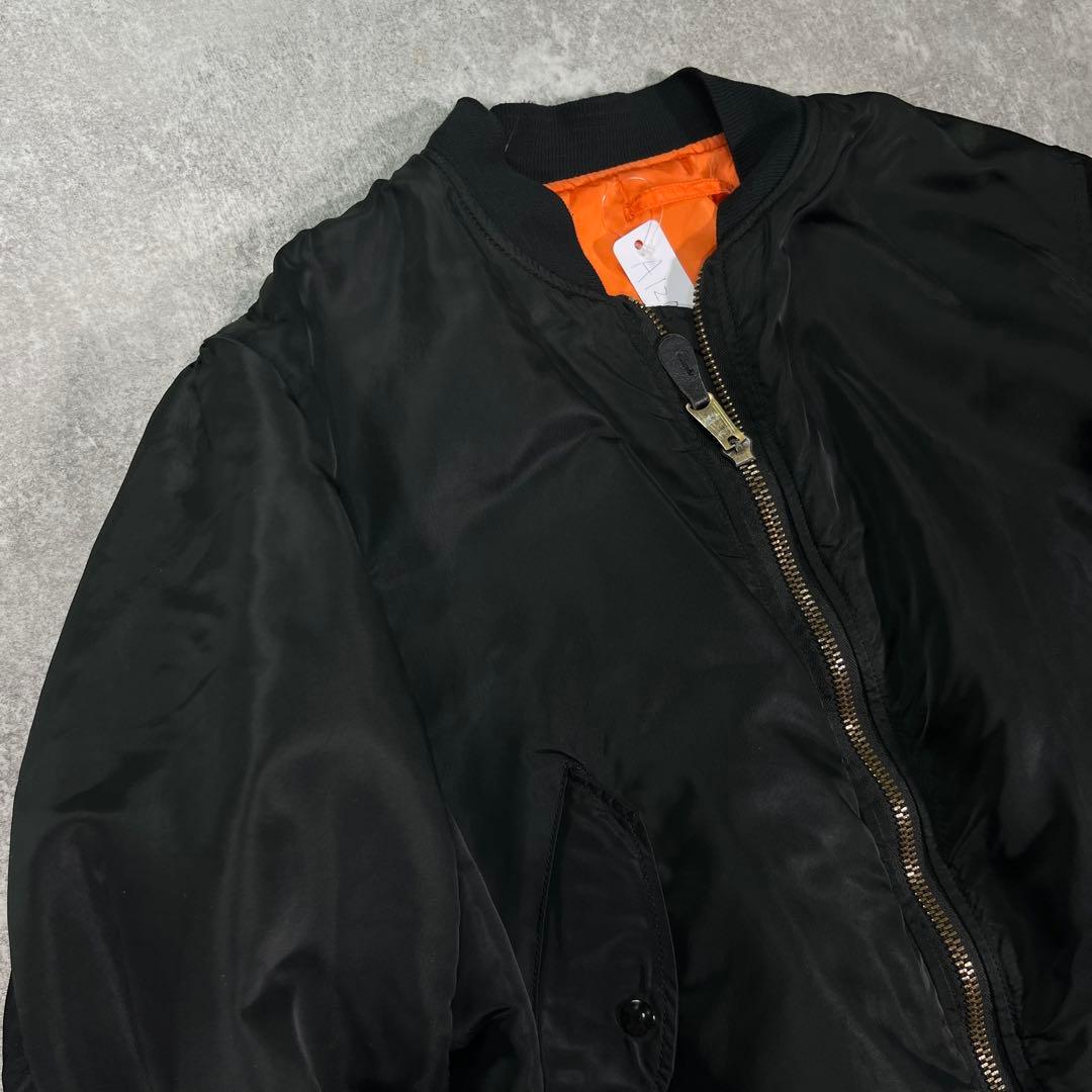 90s USA製　アルファ　MA-1 フライトジャケット　XL レザーワッペン