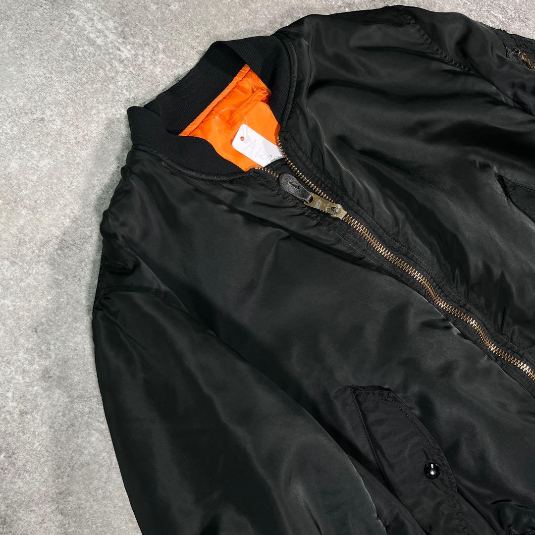 90s USA製　アルファ　MA-1 フライトジャケット　XL レザーワッペン