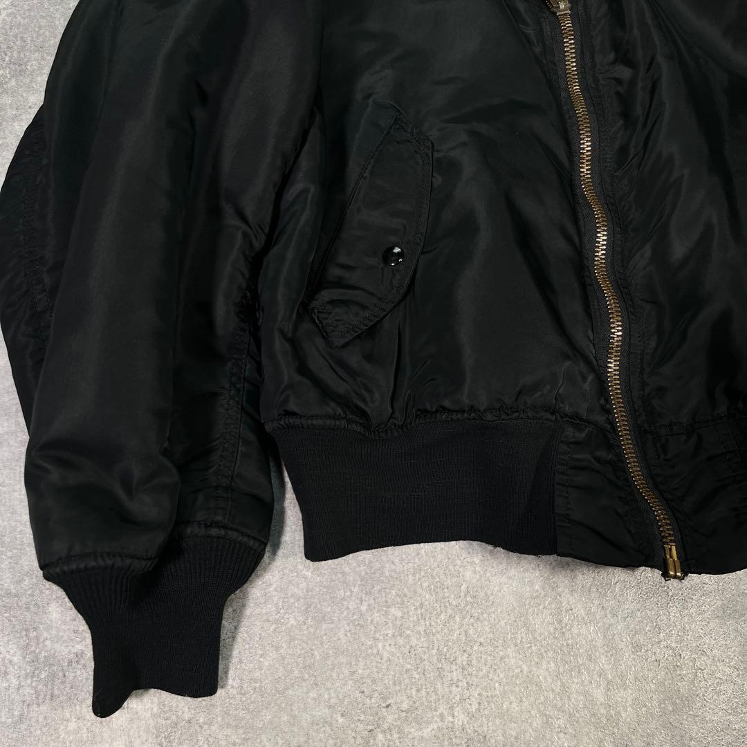 90s USA製　アルファ　MA-1 フライトジャケット　XL レザーワッペン