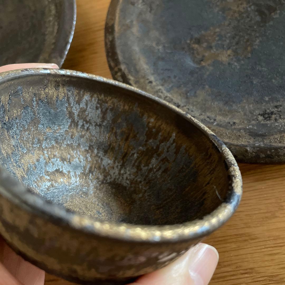 希少　姫野翔太　金彩シリーズ3点セット ケーキ皿　お猪口　ぐい呑み