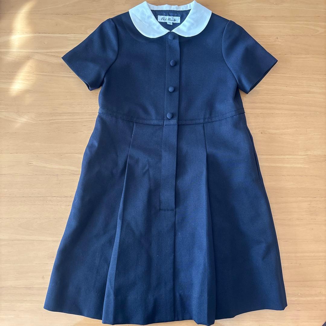 Perle Bon 半袖ワンピース 115 ネイビー