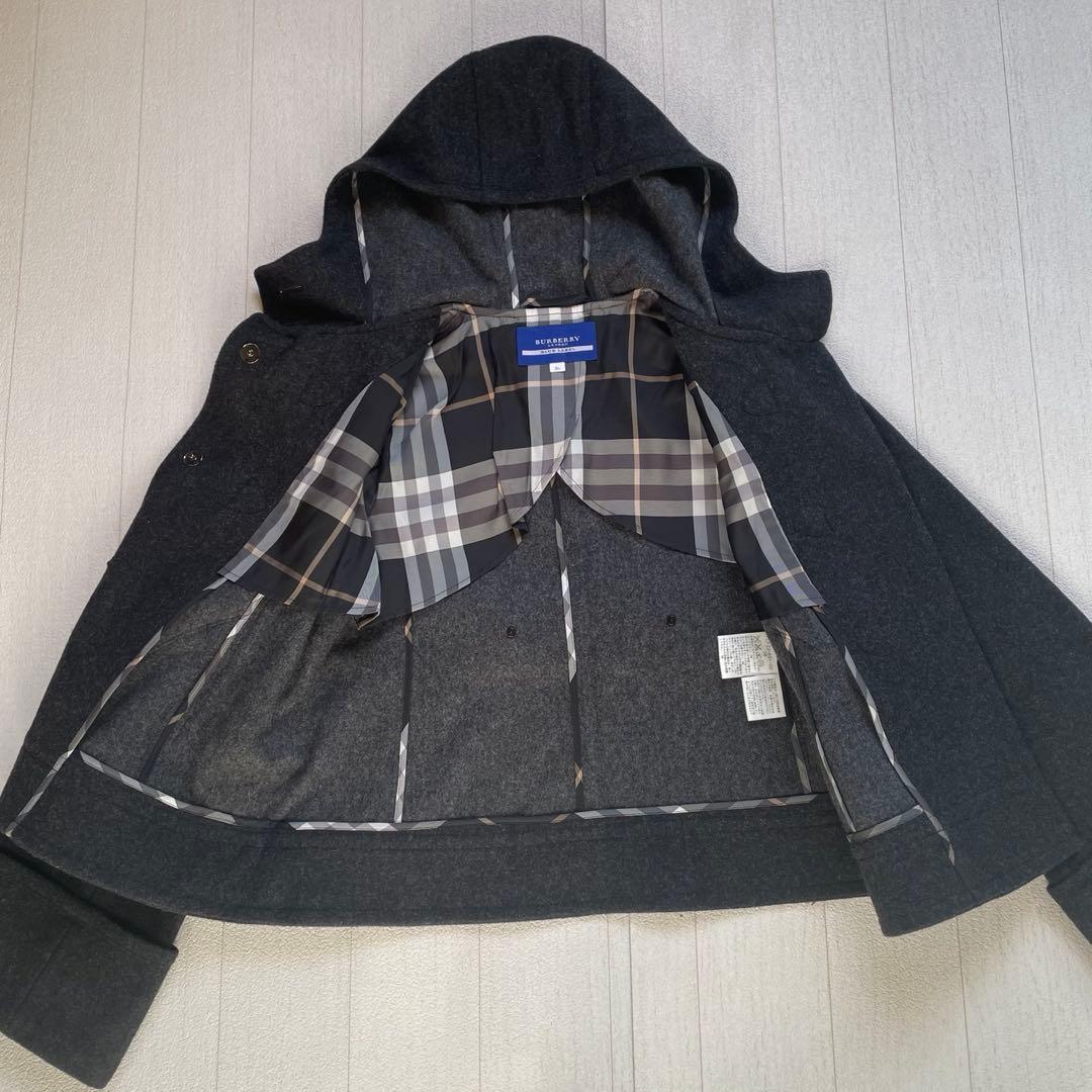 BURBERRY BLUELABEL ショートダッフルコート　チャコールグレー
