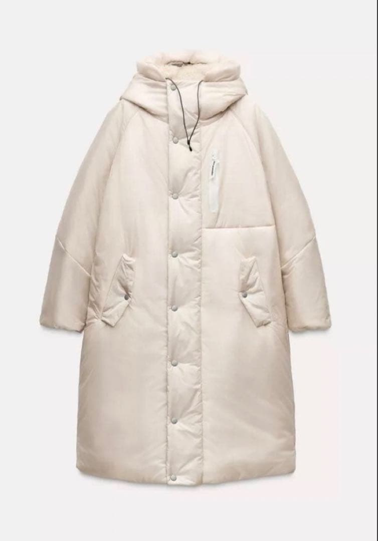 ZARA アンドワンダー　ANDWANDER ロングパファーコート L パール